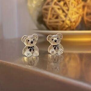 NEW Elegant Clear Bear Earrings. Unique Bear Earrings. Cute Birthday Gift 🐻